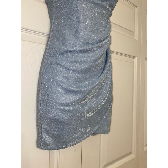 Sparkling Silver Glitter Mini Dress With Spaghetti Straps - Picture 4 of 9